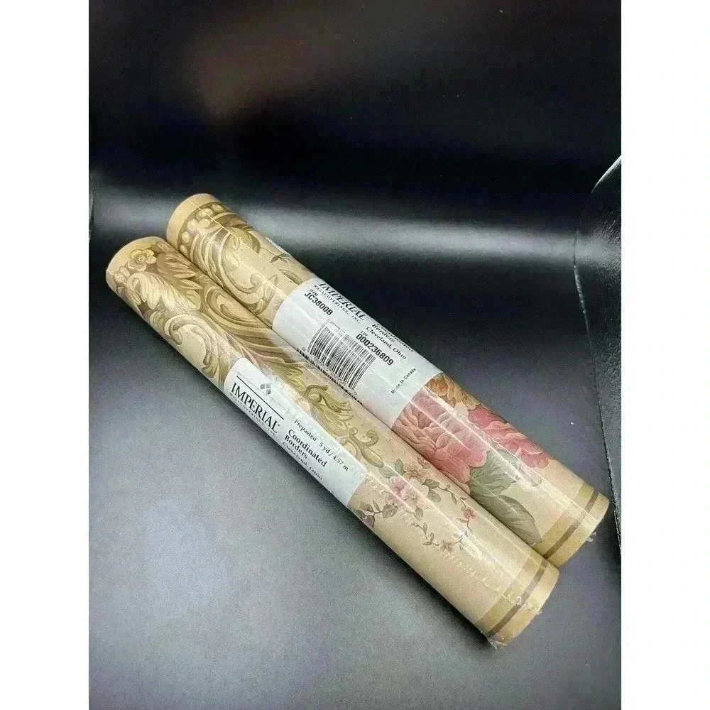 Vintage Sunworthy Flowered Brown Pink Wallpaper Border JC3800B New ~ 2 Rolls